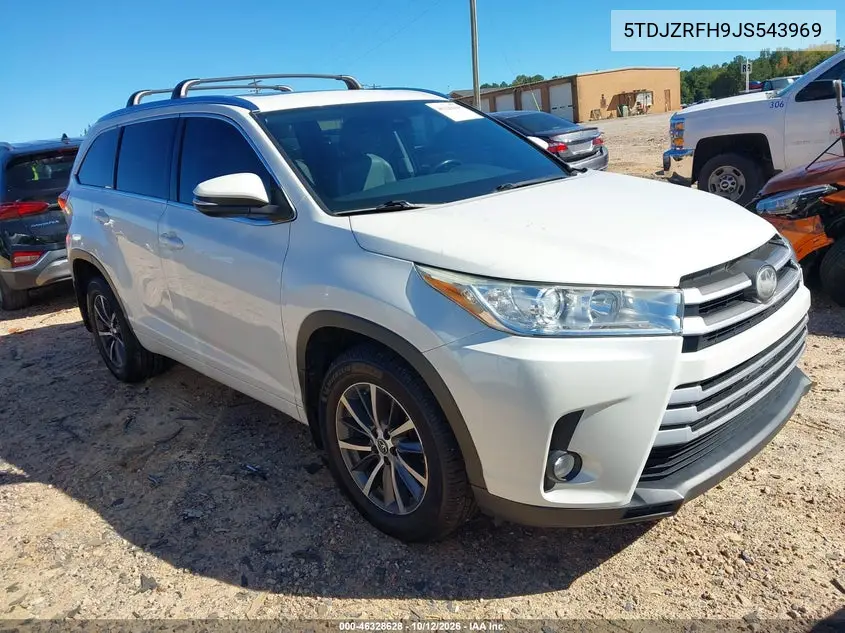 TOYOTA HIGHLANDER 2018, VIN 5TDJZRFH9JS543969