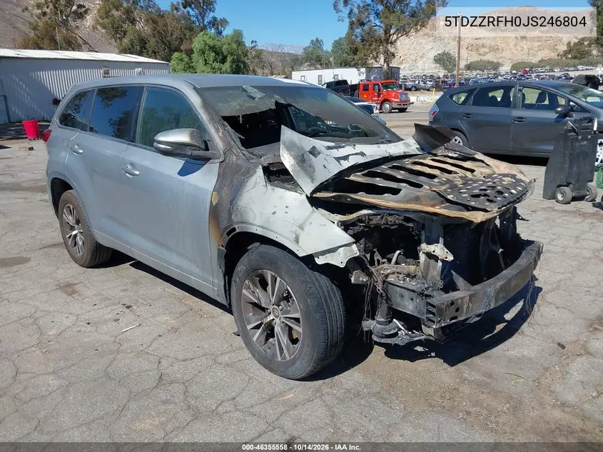TOYOTA HIGHLANDER 2018, VIN 5TDZZRFH0JS246804