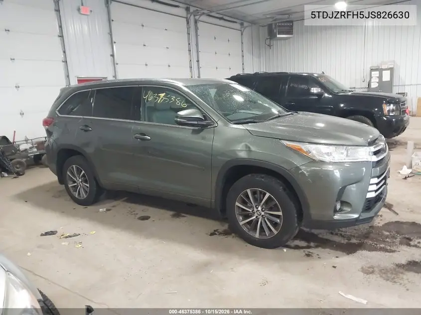 TOYOTA HIGHLANDER 2018, VIN 5TDJZRFH5JS826630