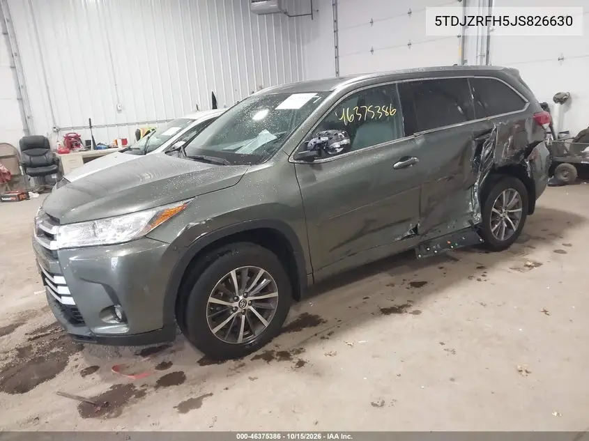 2018 TOYOTA HIGHLANDER VIN 5TDJZRFH5JS826630 — фото 2