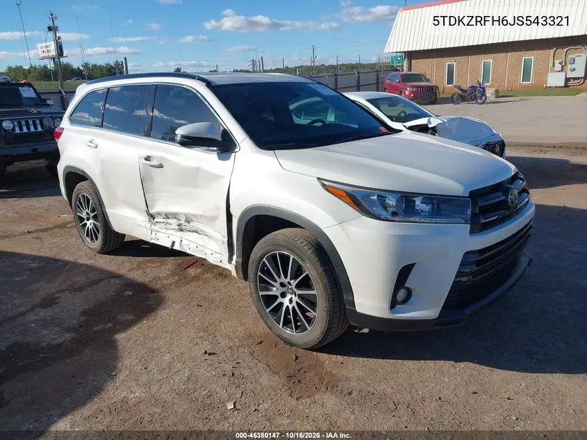 TOYOTA HIGHLANDER 2018, VIN 5TDKZRFH6JS543321