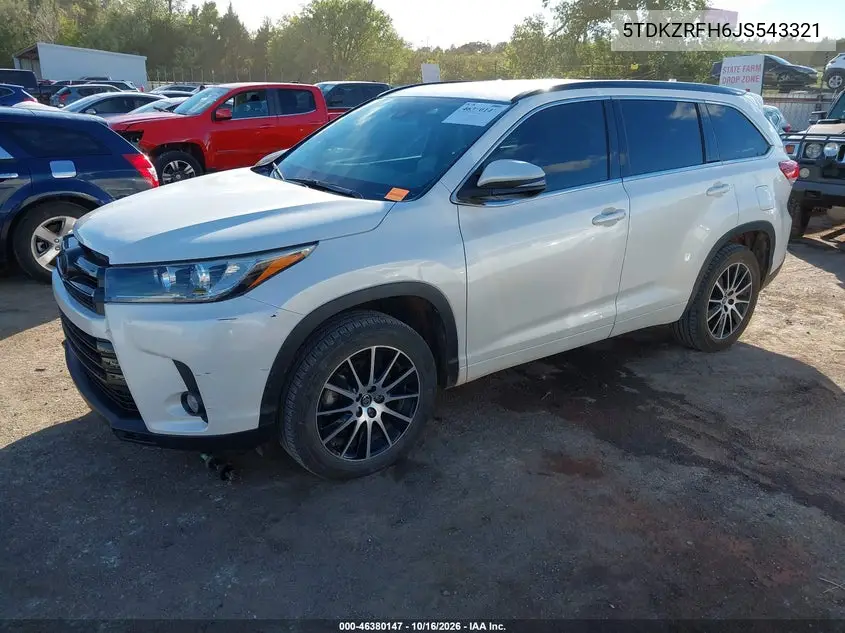 2018 TOYOTA HIGHLANDER VIN 5TDKZRFH6JS543321 — фото 2