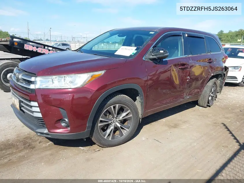 2018 TOYOTA HIGHLANDER VIN 5TDZZRFH5JS263064 — фото 2
