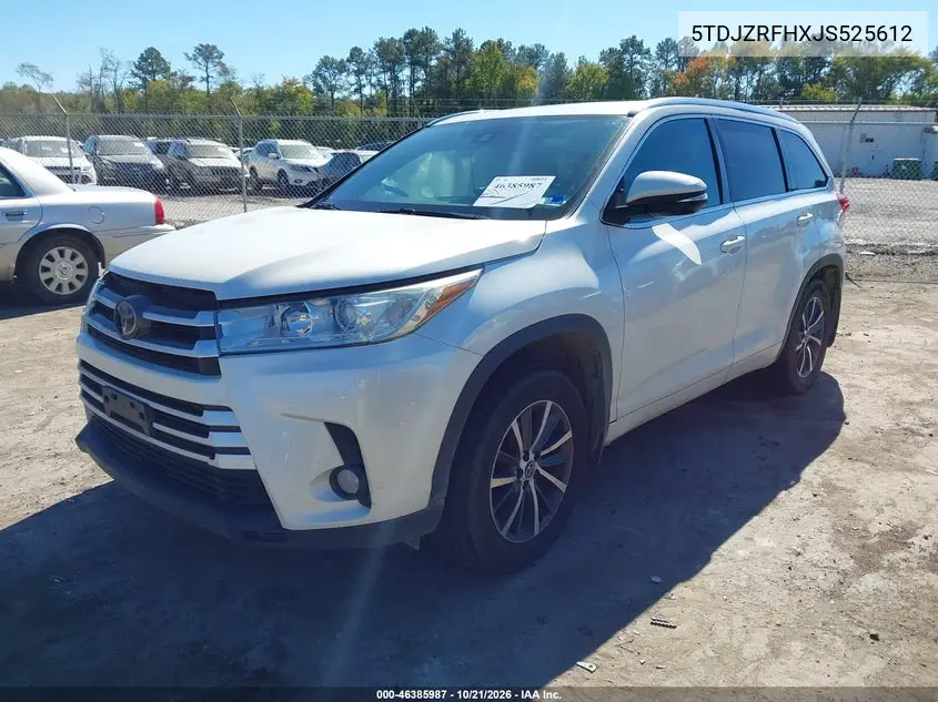 2018 TOYOTA HIGHLANDER VIN 5TDJZRFHXJS525612 — фото 2