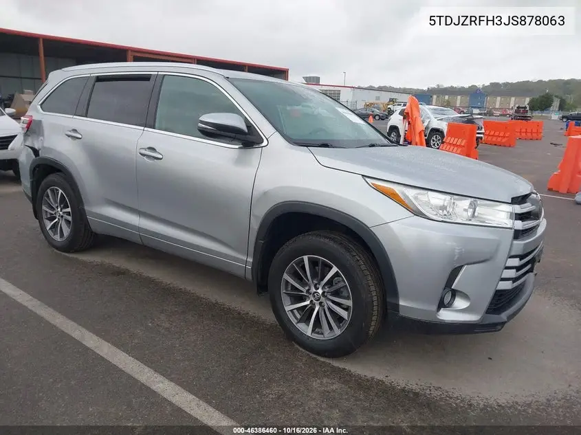 TOYOTA HIGHLANDER 2018, VIN 5TDJZRFH3JS878063