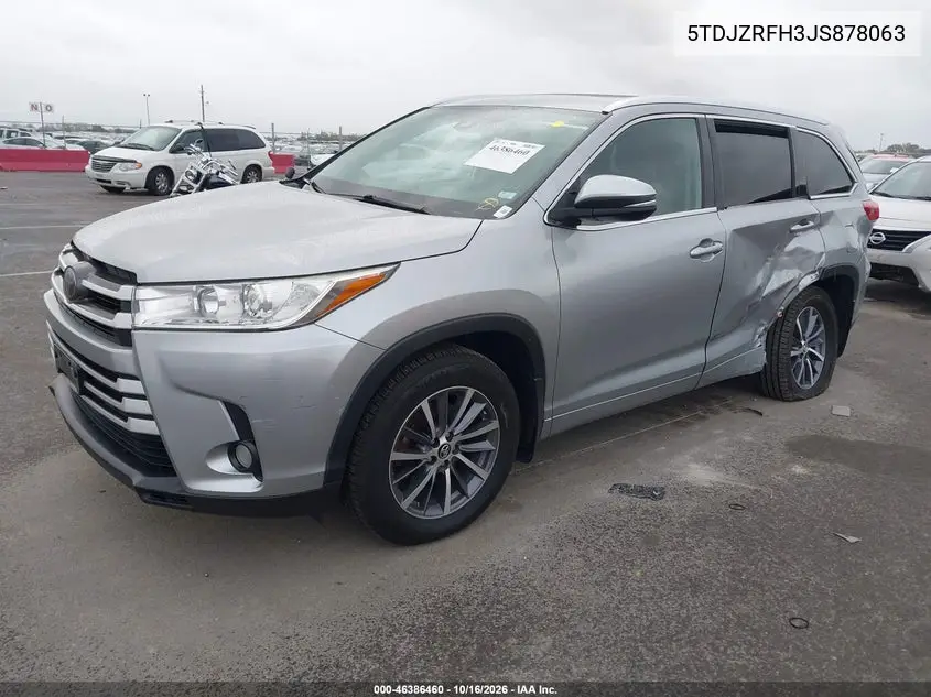 2018 TOYOTA HIGHLANDER VIN 5TDJZRFH3JS878063 — фото 2