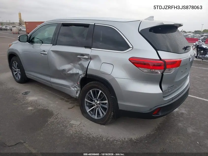 2018 TOYOTA HIGHLANDER VIN 5TDJZRFH3JS878063 — фото 3