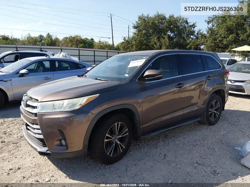 2018 TOYOTA HIGHLANDER VIN 5TDZZRFH0JS236306 — фото 2