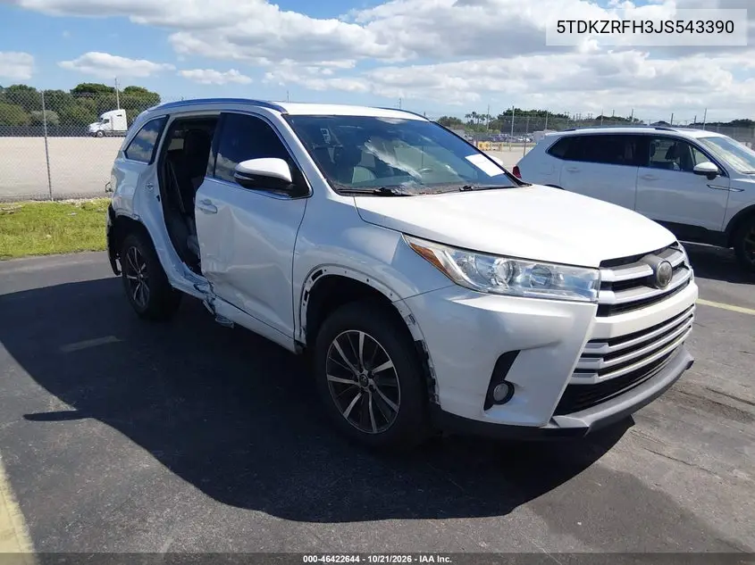 TOYOTA HIGHLANDER 2018, VIN 5TDKZRFH3JS543390