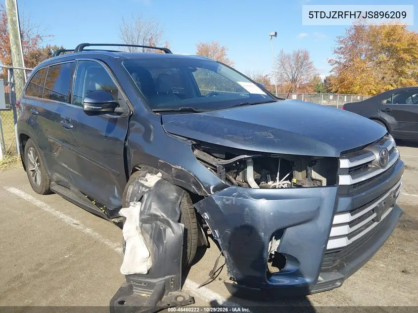 TOYOTA HIGHLANDER 2018, VIN 5TDJZRFH7JS896209