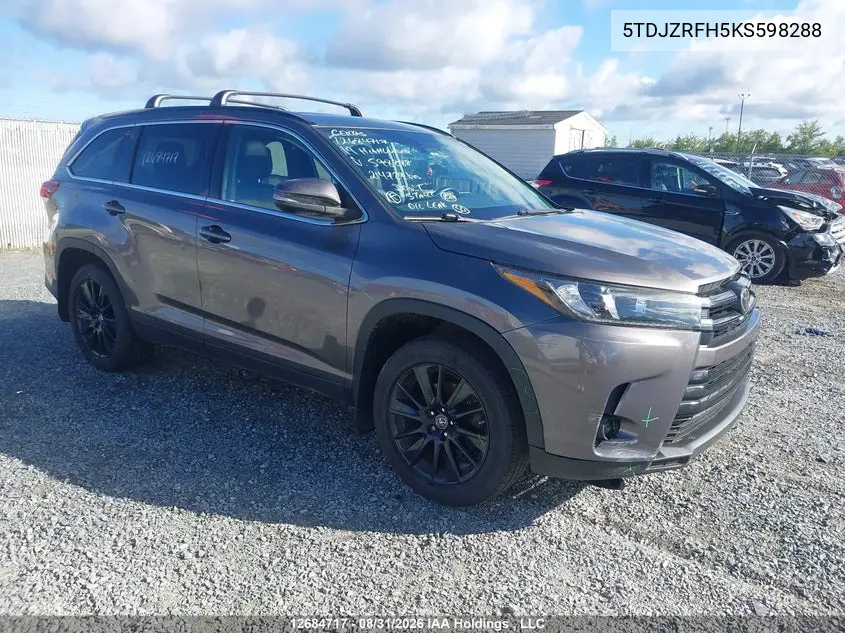 TOYOTA HIGHLANDER 2019, VIN 5TDJZRFH5KS598288