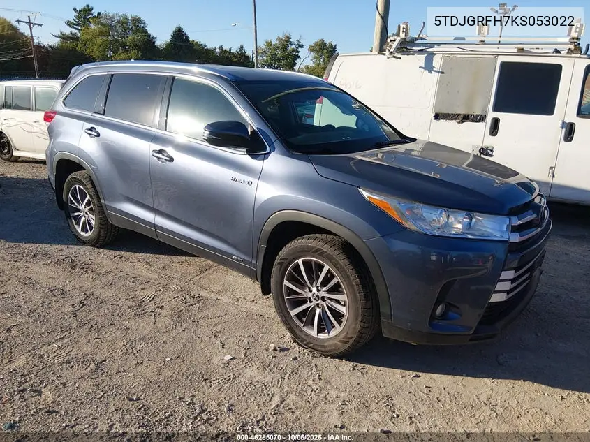 TOYOTA HIGHLANDER 2019, VIN 5TDJGRFH7KS053022