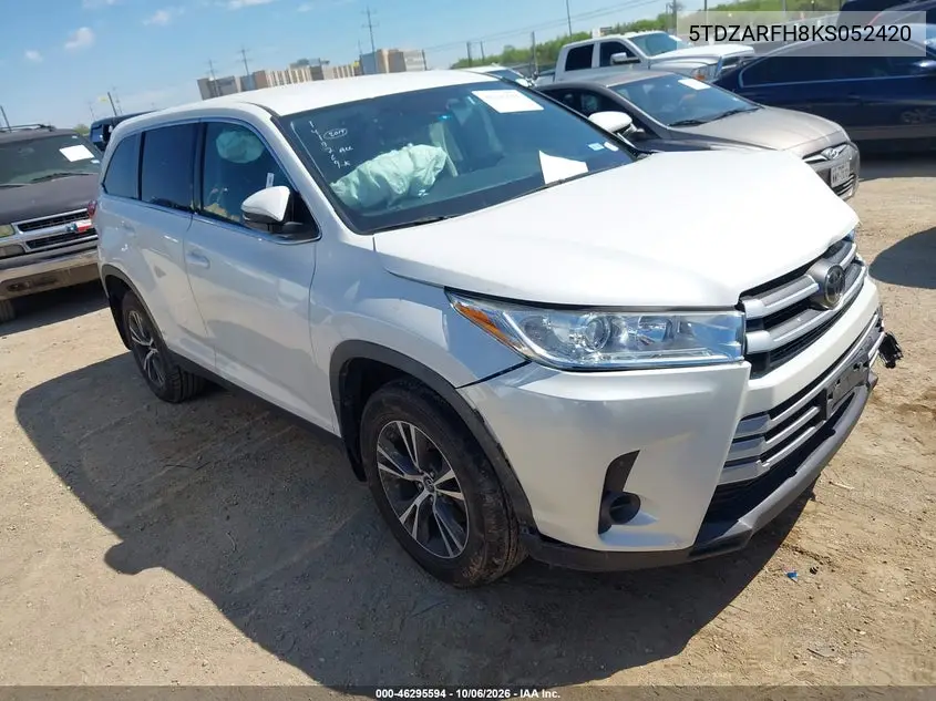 TOYOTA HIGHLANDER 2019, VIN 5TDZARFH8KS052420