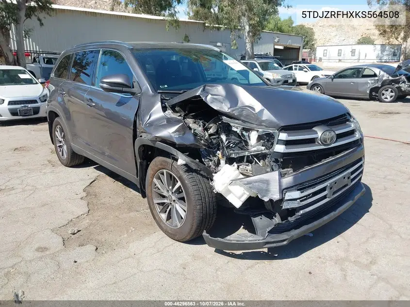 TOYOTA HIGHLANDER 2019, VIN 5TDJZRFHXKS564508