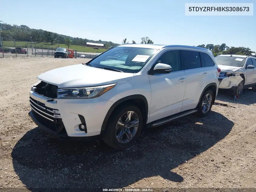 2019 TOYOTA HIGHLANDER VIN 5TDYZRFH8KS308673 — фото 2