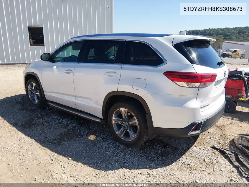 2019 TOYOTA HIGHLANDER VIN 5TDYZRFH8KS308673 — фото 3