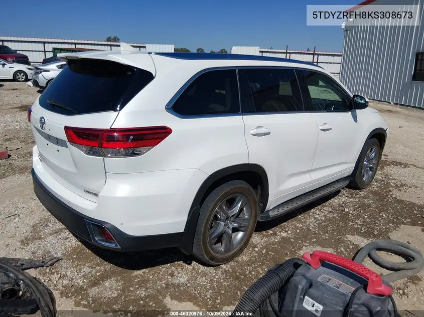 2019 TOYOTA HIGHLANDER VIN 5TDYZRFH8KS308673 — фото 4