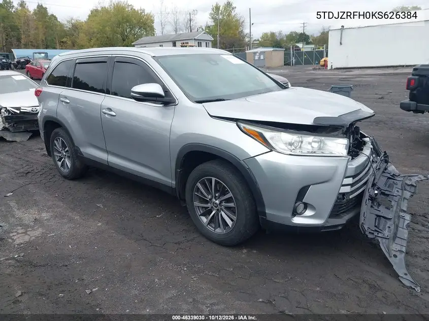 TOYOTA HIGHLANDER 2019, VIN 5TDJZRFH0KS626384