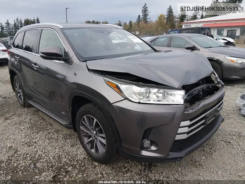 TOYOTA HIGHLANDER 2019, VIN 5TDJGRFH9KS069531