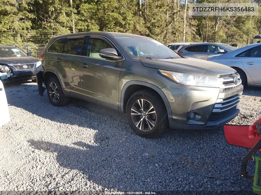 TOYOTA HIGHLANDER 2019, VIN 5TDZZRFH6KS356483