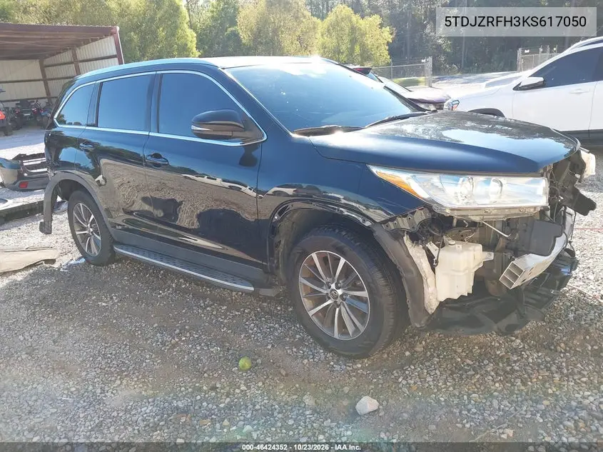 TOYOTA HIGHLANDER 2019, VIN 5TDJZRFH3KS617050