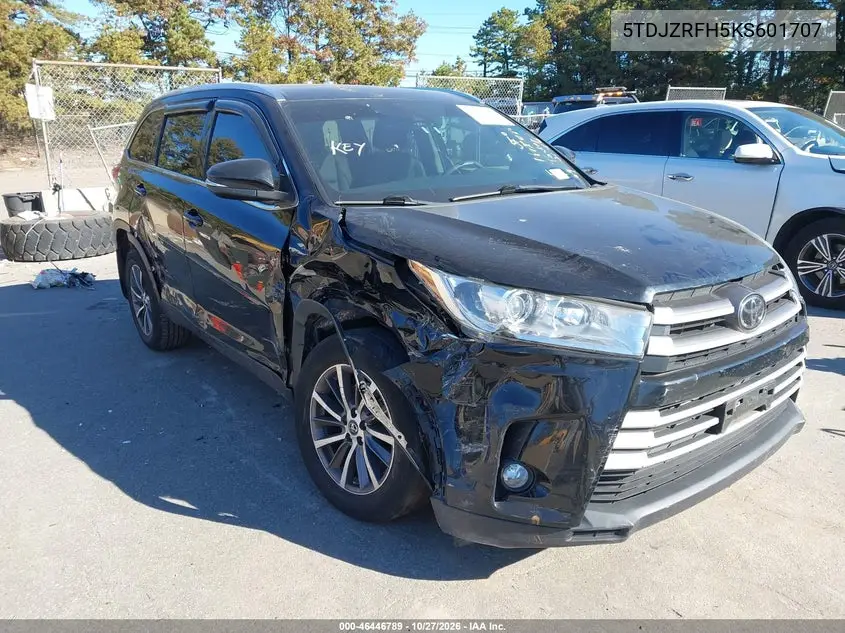 TOYOTA HIGHLANDER 2019, VIN 5TDJZRFH5KS601707
