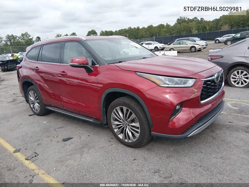 TOYOTA HIGHLANDER 2020, VIN 5TDFZRBH6LS029981