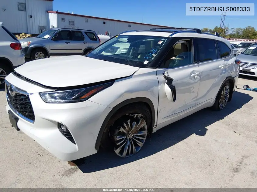 2020 TOYOTA HIGHLANDER VIN 5TDFZRBH9LS008333 — фото 2