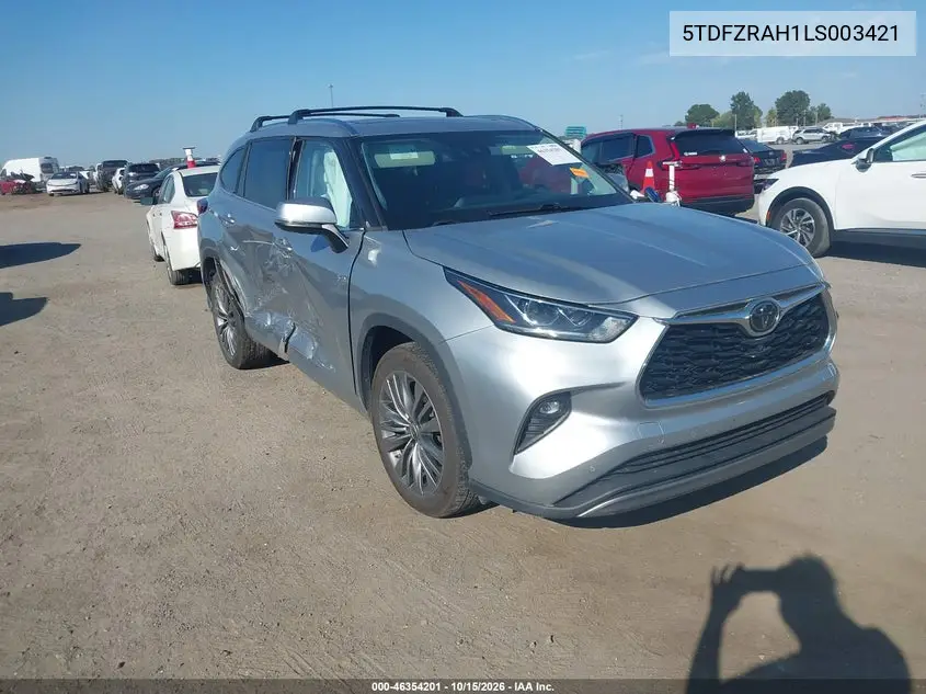 TOYOTA HIGHLANDER 2020, VIN 5TDFZRAH1LS003421