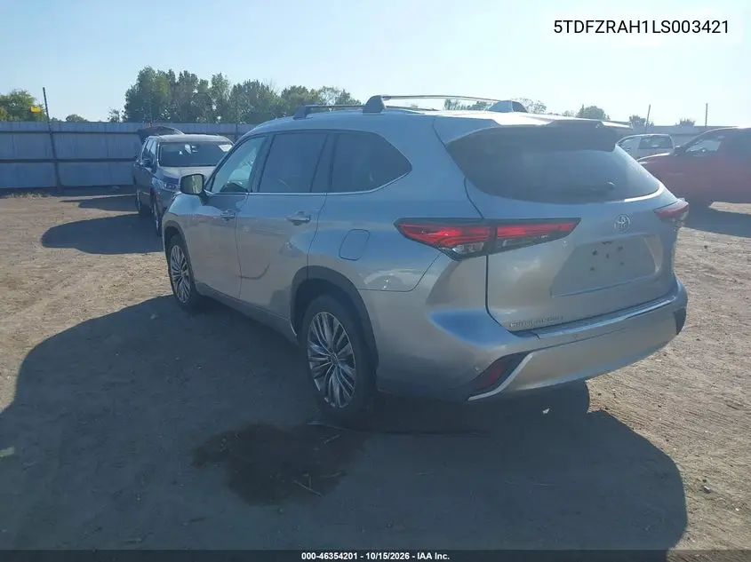 2020 TOYOTA HIGHLANDER VIN 5TDFZRAH1LS003421 — фото 3