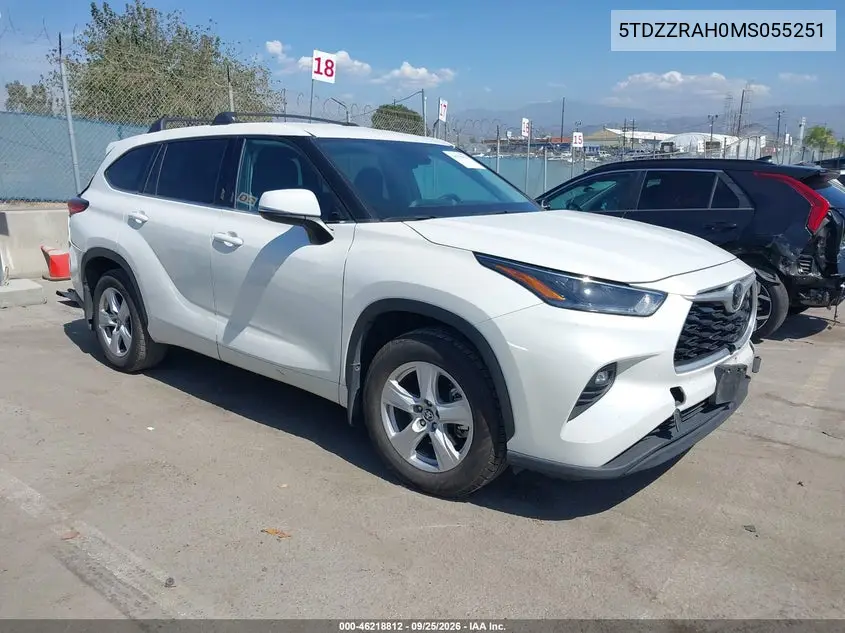 TOYOTA HIGHLANDER 2021, VIN 5TDZZRAH0MS055251