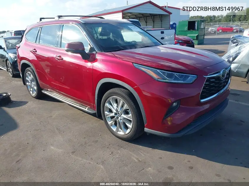 TOYOTA HIGHLANDER 2021, VIN 5TDDZRBH8MS149967