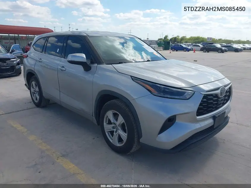 TOYOTA HIGHLANDER 2021, VIN 5TDZZRAH2MS085450
