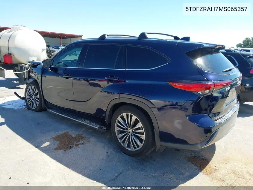 2021 TOYOTA HIGHLANDER VIN 5TDFZRAH7MS065357 — фото 3