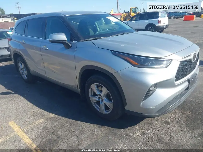 TOYOTA HIGHLANDER 2021, VIN 5TDZZRAH0MS515458