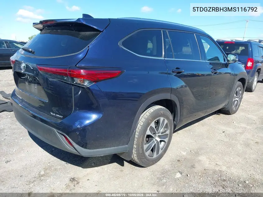 2021 TOYOTA HIGHLANDER VIN 5TDGZRBH3MS116792 — фото 4
