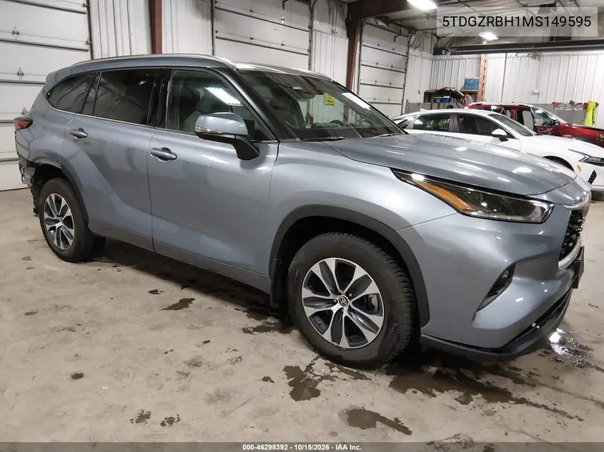TOYOTA HIGHLANDER 2021, VIN 5TDGZRBH1MS149595