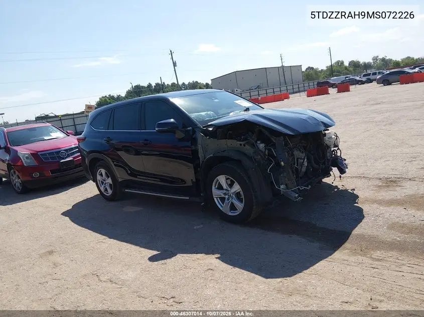 TOYOTA HIGHLANDER 2021, VIN 5TDZZRAH9MS072226