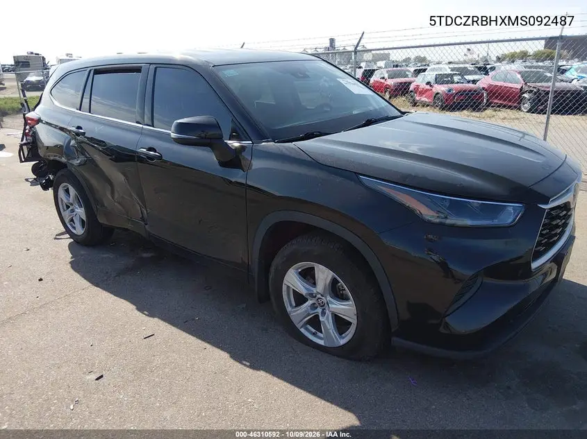 TOYOTA HIGHLANDER 2021, VIN 5TDCZRBHXMS092487