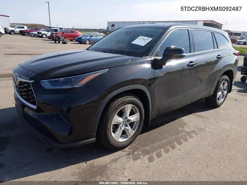 2021 TOYOTA HIGHLANDER VIN 5TDCZRBHXMS092487 — фото 2