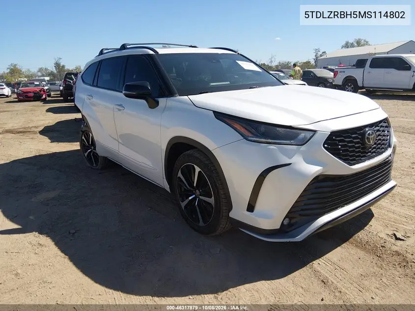 TOYOTA HIGHLANDER 2021, VIN 5TDLZRBH5MS114802
