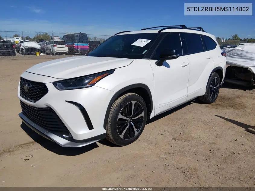 2021 TOYOTA HIGHLANDER VIN 5TDLZRBH5MS114802 — фото 2