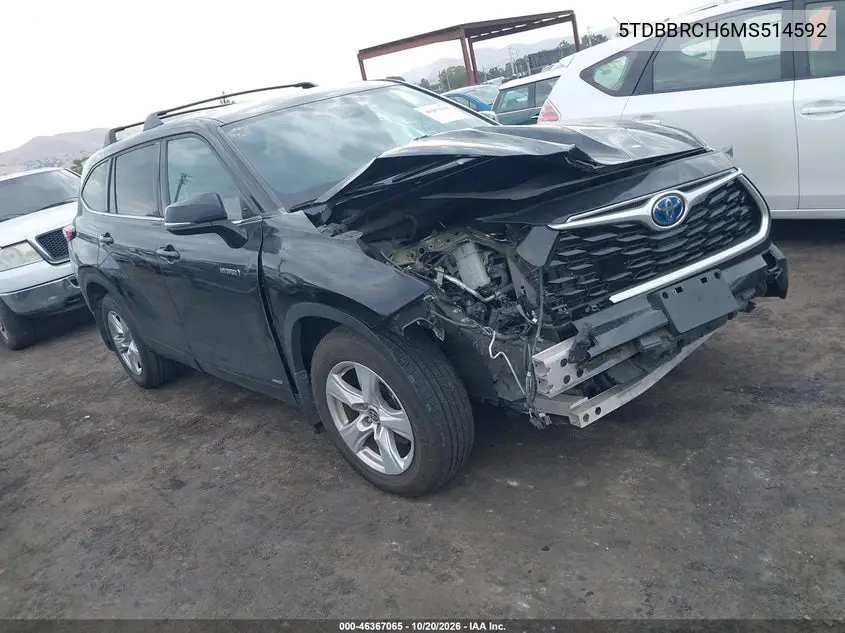 TOYOTA HIGHLANDER 2021, VIN 5TDBBRCH6MS514592