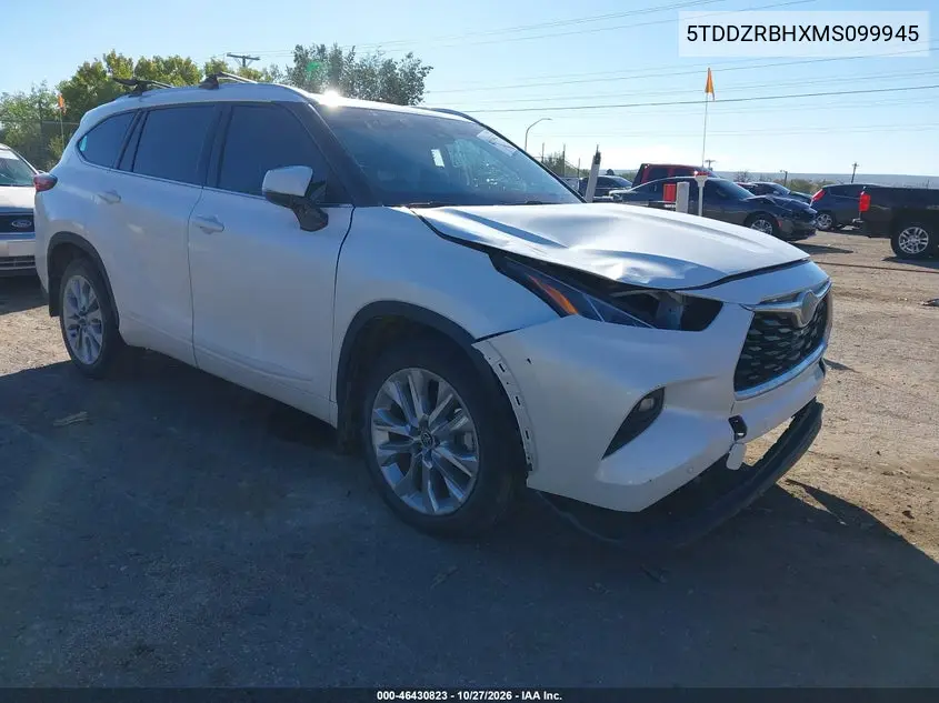 TOYOTA HIGHLANDER 2021, VIN 5TDDZRBHXMS099945