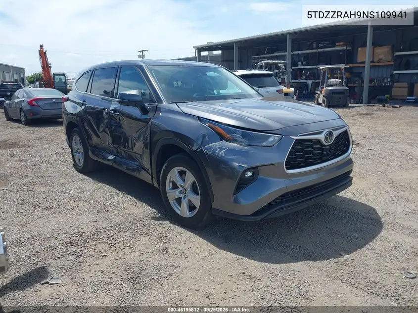 TOYOTA HIGHLANDER 2022, VIN 5TDZZRAH9NS109941