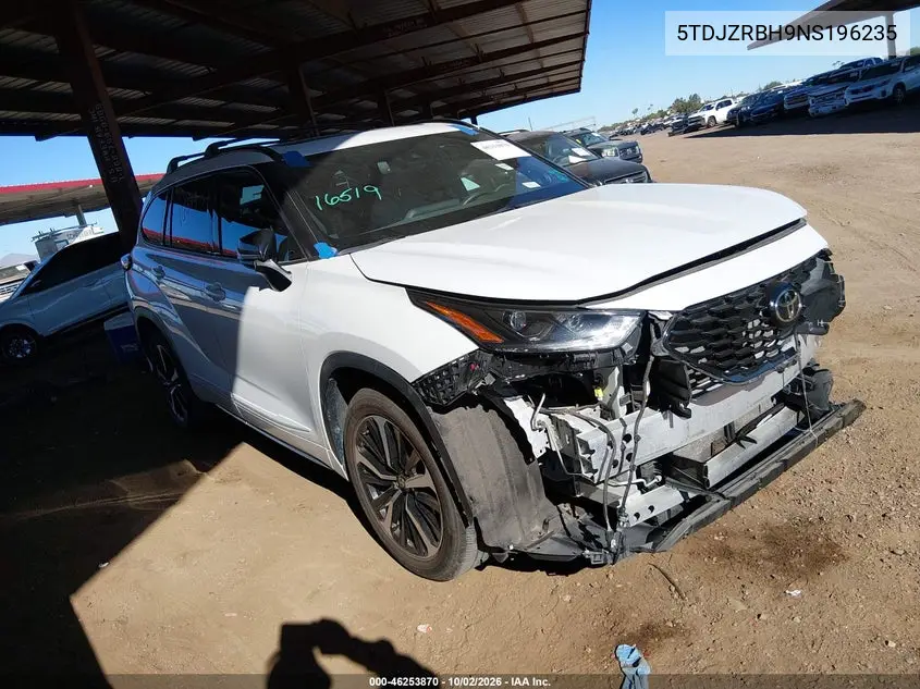 TOYOTA HIGHLANDER 2022, VIN 5TDJZRBH9NS196235