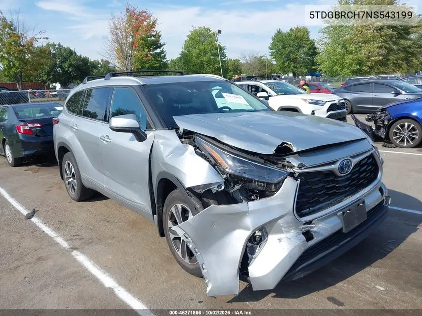 TOYOTA HIGHLANDER 2022, VIN 5TDGBRCH7NS543199