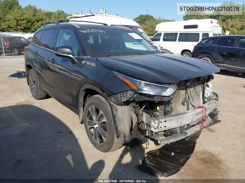 TOYOTA HIGHLANDER 2022, VIN 5TDGZRBH0NS210078