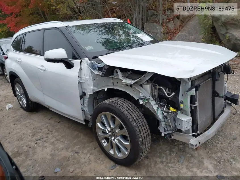 TOYOTA HIGHLANDER 2022, VIN 5TDDZRBH9NS189475