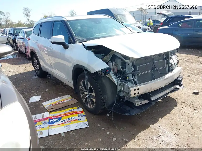 TOYOTA HIGHLANDER 2022, VIN 5TDGBRCH2NS557690